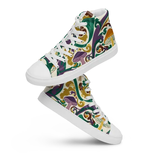 Mushroom Rococo on a Women's High Top Canvas Shoes