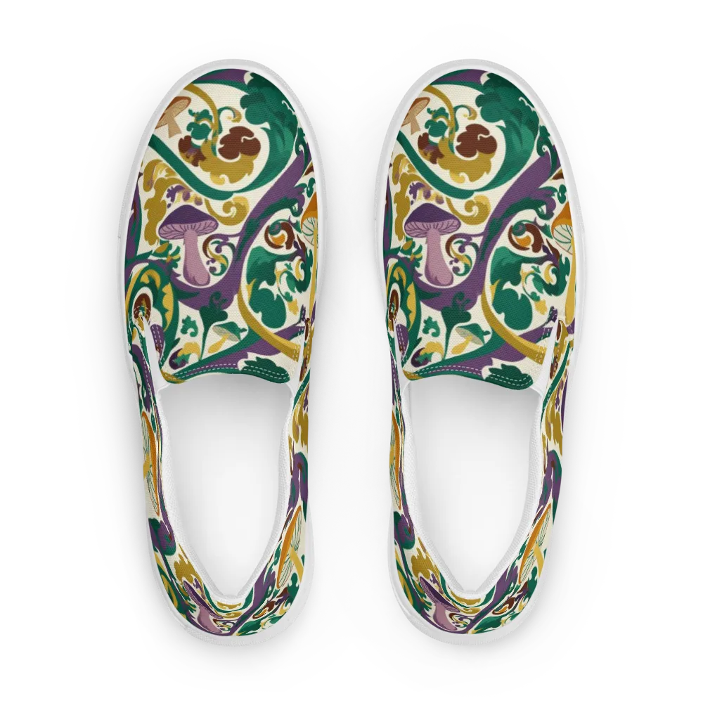 Mushroom Rococo on Men's Slip-On Canvas Shoes — Front