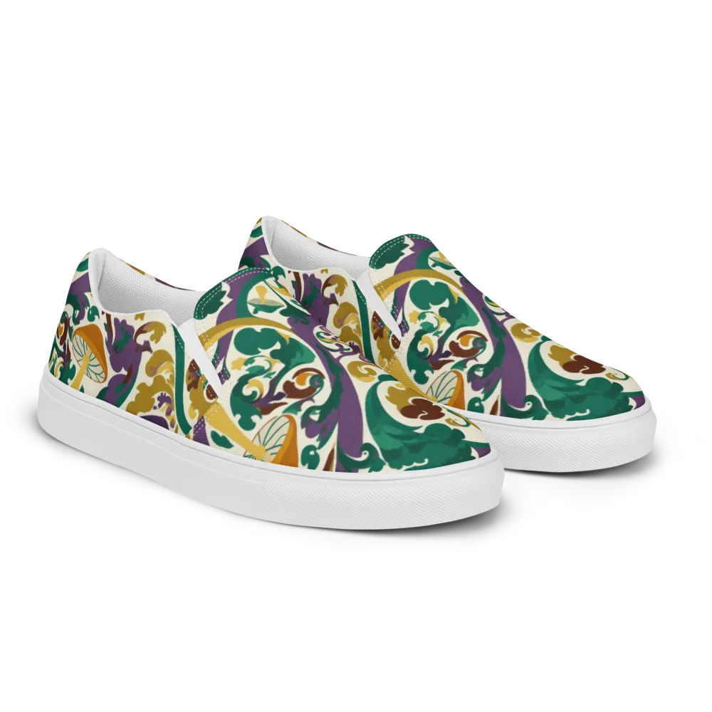 Mushroom Rococo on Men's Slip-On Canvas Shoes — Right Front