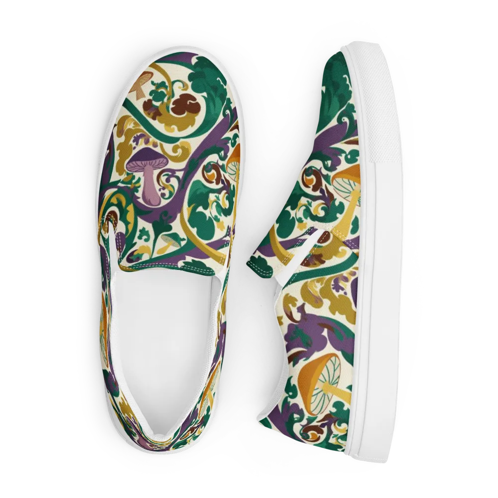 Mushroom Rococo on Men's Slip-On Canvas Shoes — Front