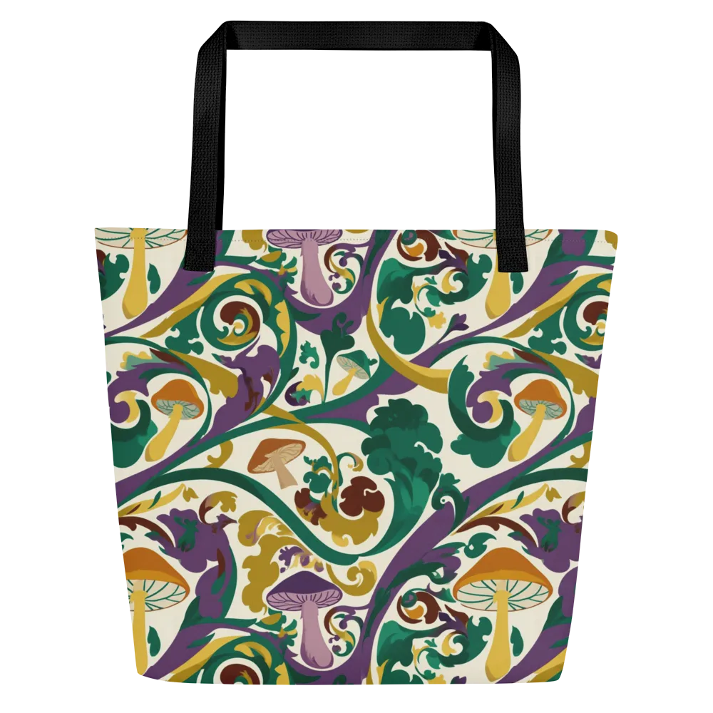 Mushroom Rococo on Large Tote Bag W/ Pocket — Front