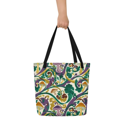 Mushroom Rococo on a Large Tote Bag W/ Pocket