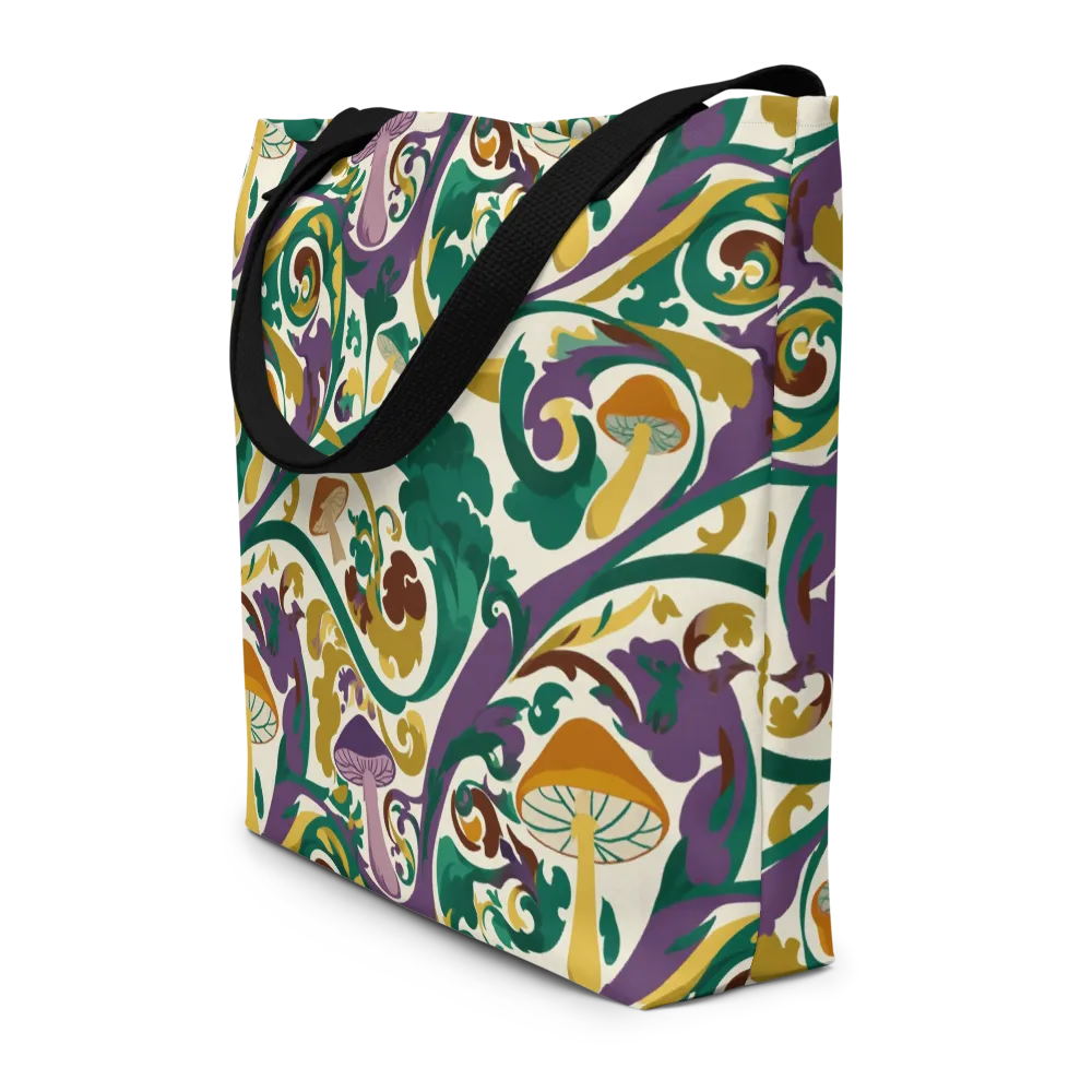Mushroom Rococo on Large Tote Bag W/ Pocket — Front