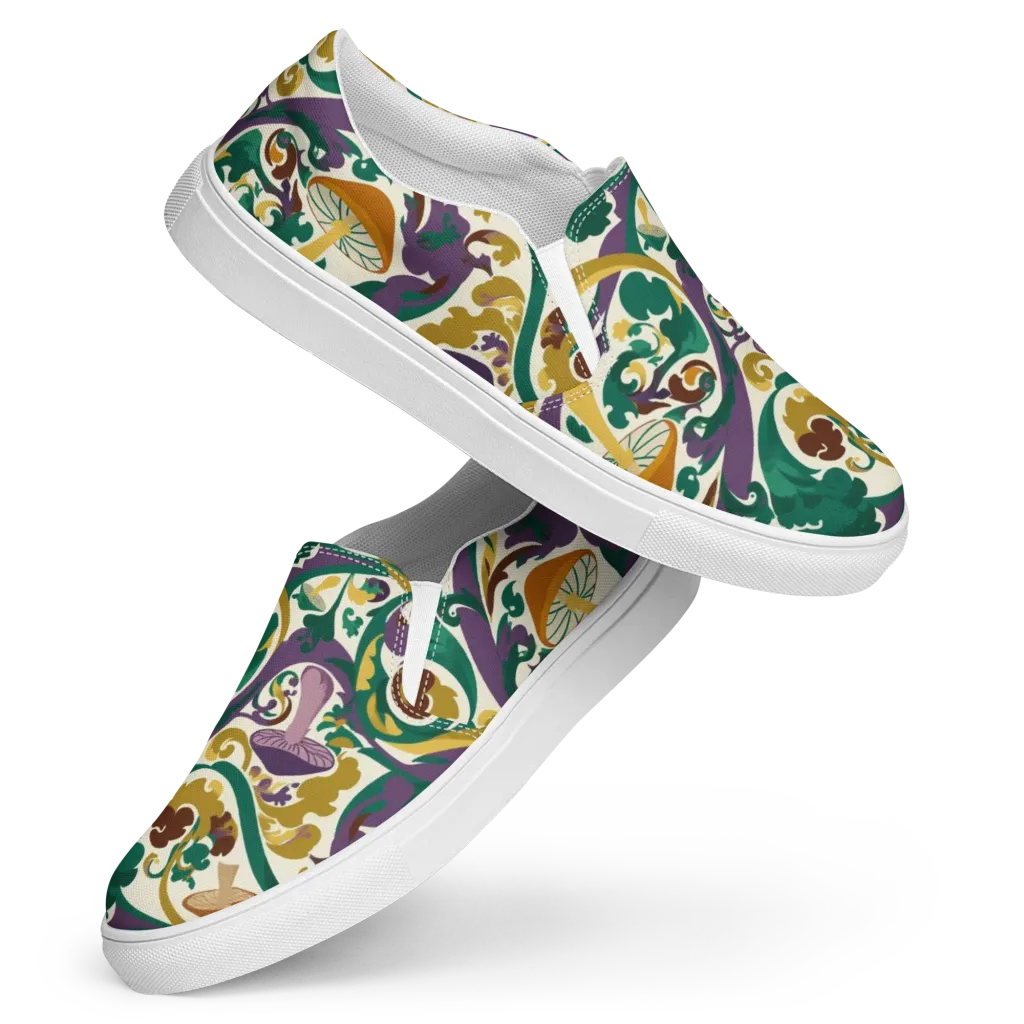 Mushroom Rococo on Women's Slip-On Canvas Shoes — Front