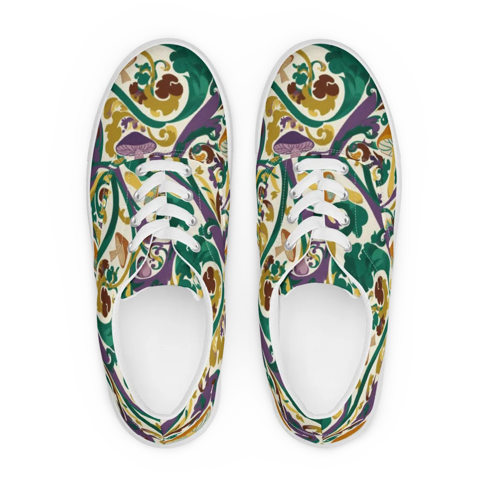 Mushroom Rococo on Men's Lace-Up Canvas Shoes — Front
