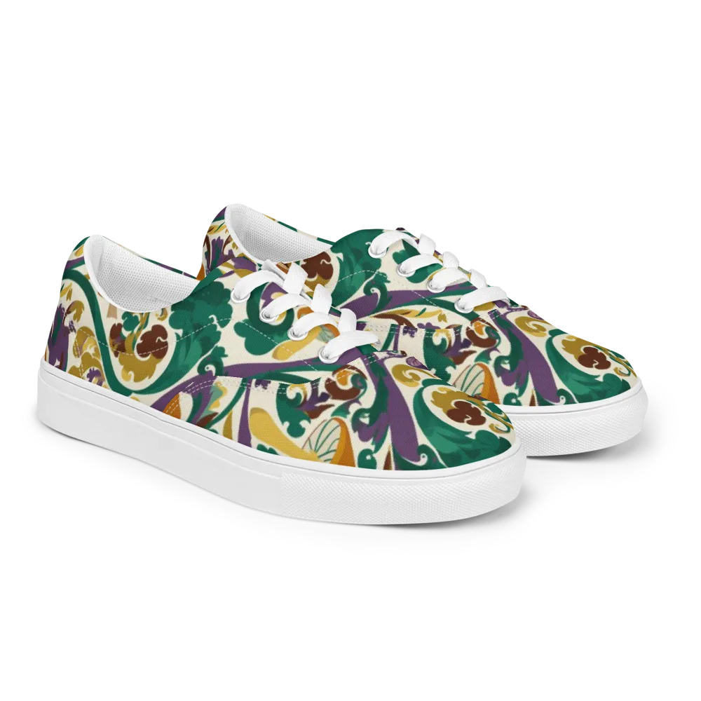 Mushroom Rococo on Men's Lace-Up Canvas Shoes — Right Front