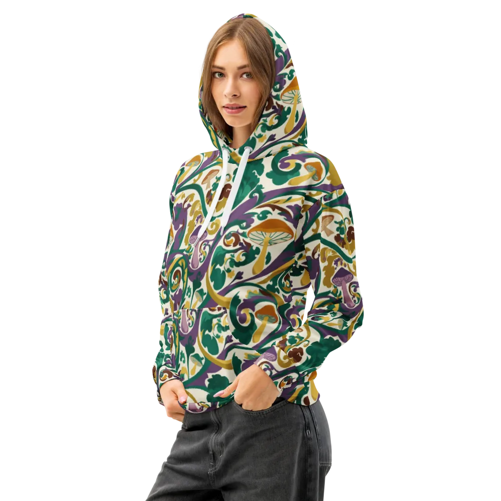 Mushroom Rococo on Cotton Hoodie — Left Front