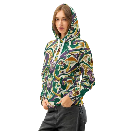 Mushroom Rococo on a Cotton Hoodie
