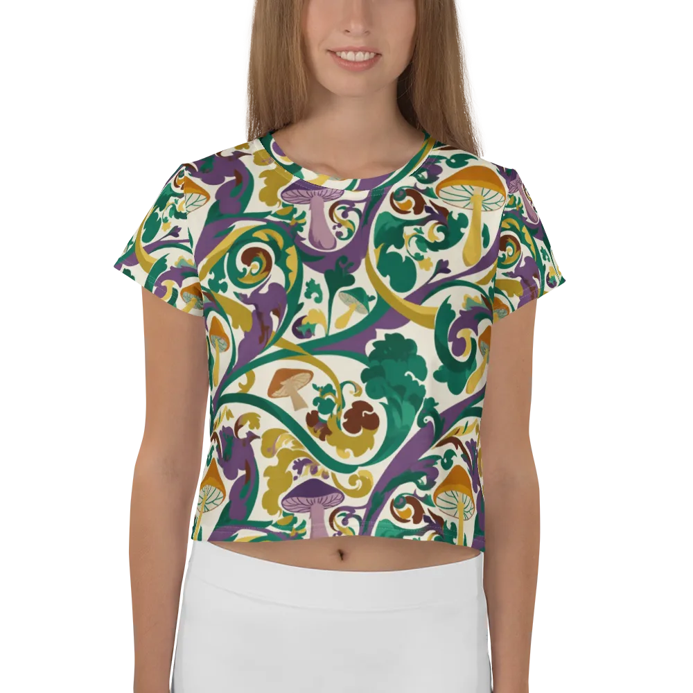 Mushroom Rococo on Crop Tee — Front