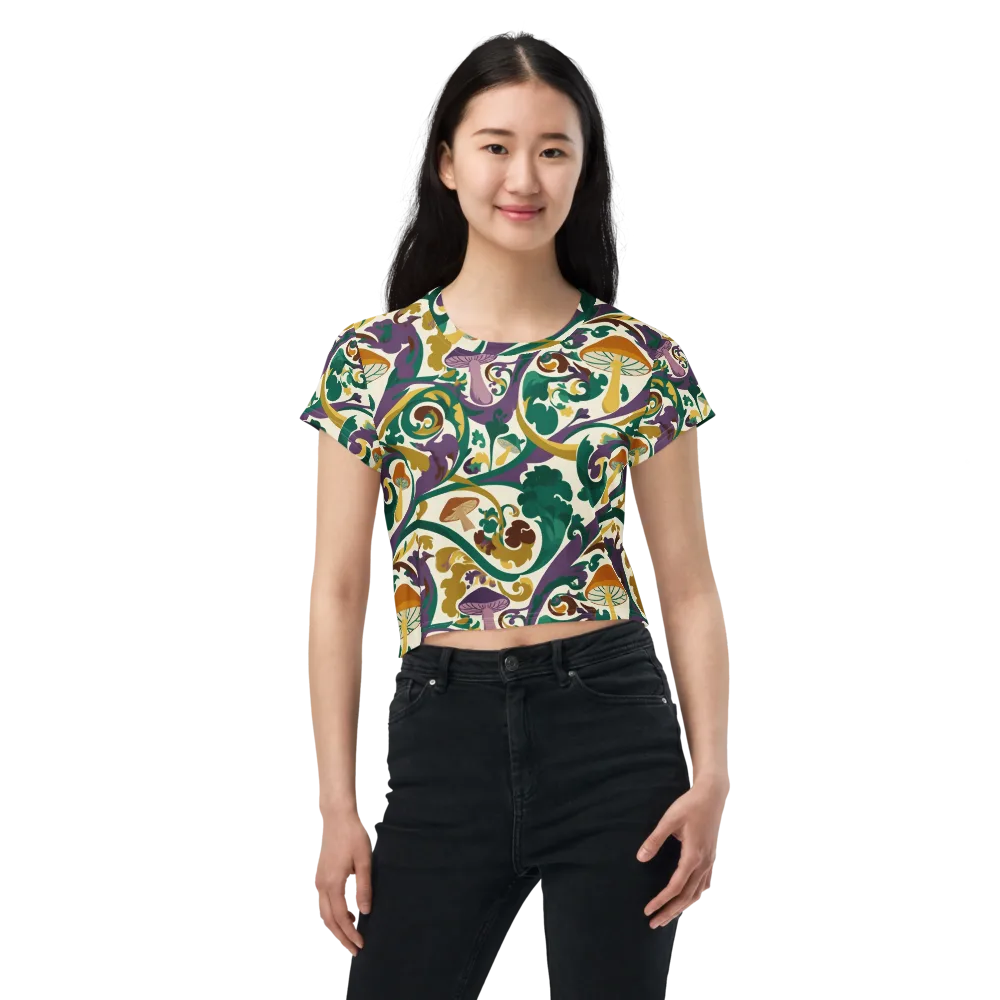 Mushroom Rococo on Crop Tee — Front