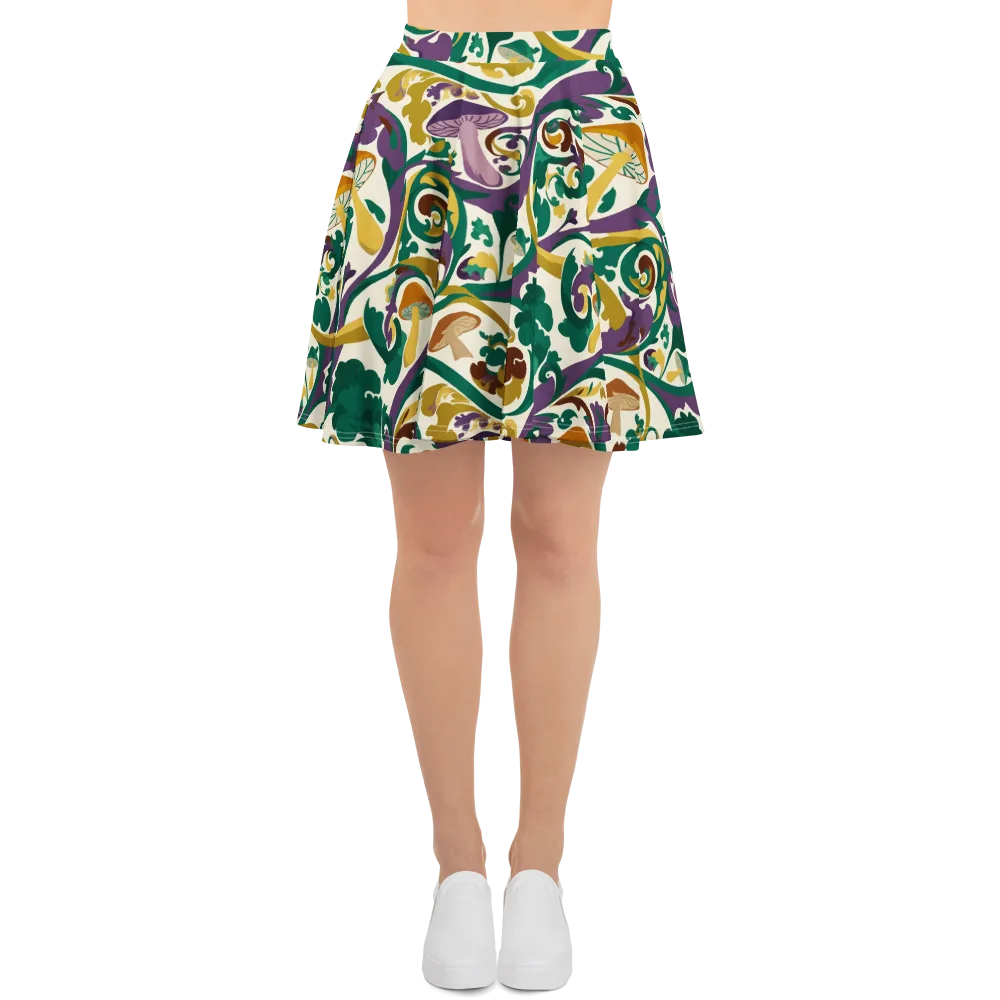 Mushroom Rococo on Skater Skirt — Front