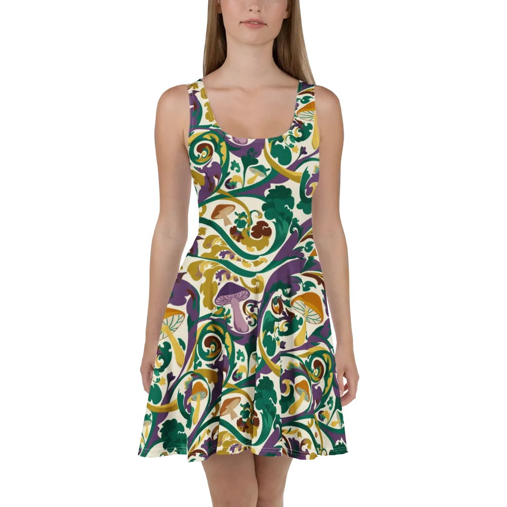 Mushroom Rococo on Skater Dress — Front