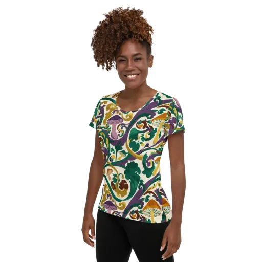 Mushroom Rococo on a Women's Athletic T-Shirt