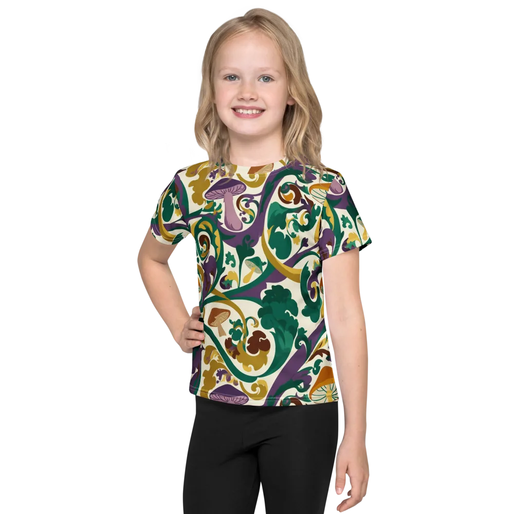 Mushroom Rococo on Kids Crew Neck T-Shirt — Front