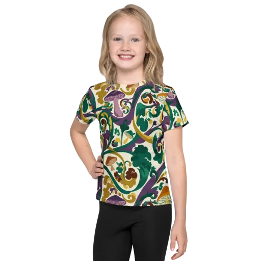 Mushroom Rococo on a Kids Crew Neck T-Shirt