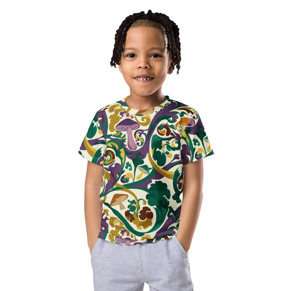 Mushroom Rococo on Kids Crew Neck T-Shirt — Front