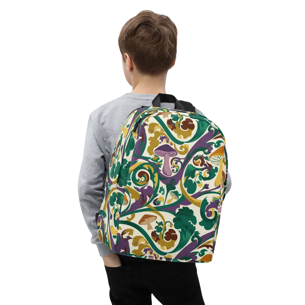 Mushroom Rococo on Minimalist Backpack — Zoomed-in