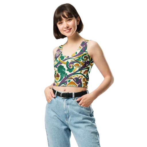 Mushroom Rococo on a Crop Top