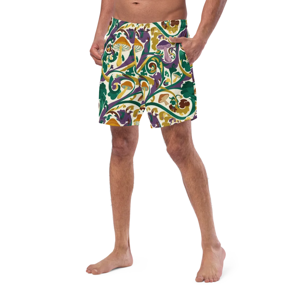 Mushroom Rococo on Swim Trunks — Left Front