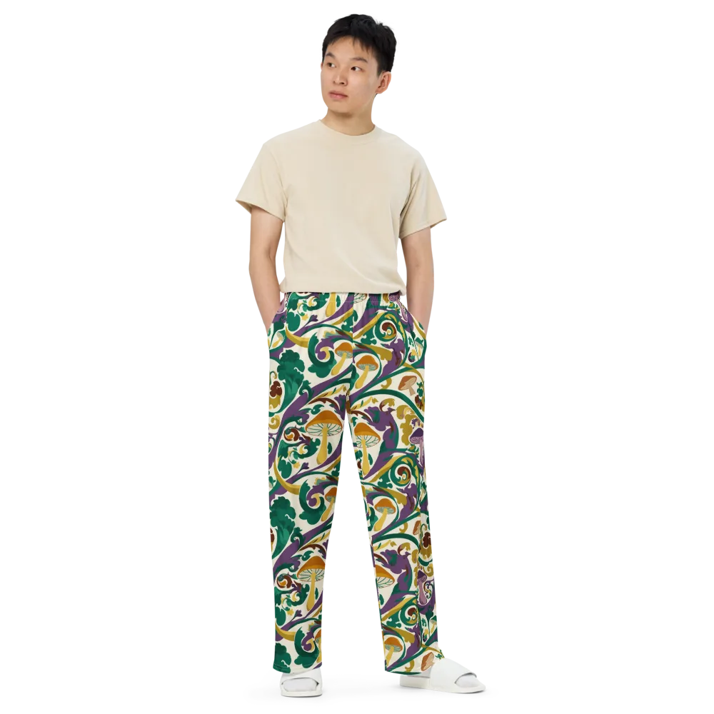 Mushroom Rococo on Wide-Leg Pants — Front