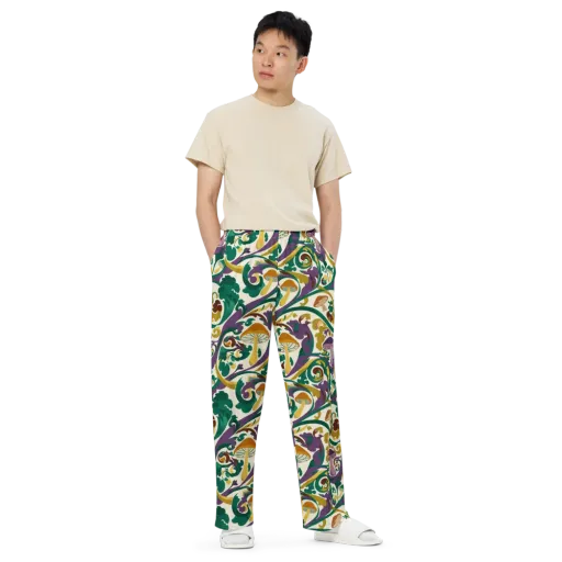 Mushroom Rococo on a Wide-Leg Pants