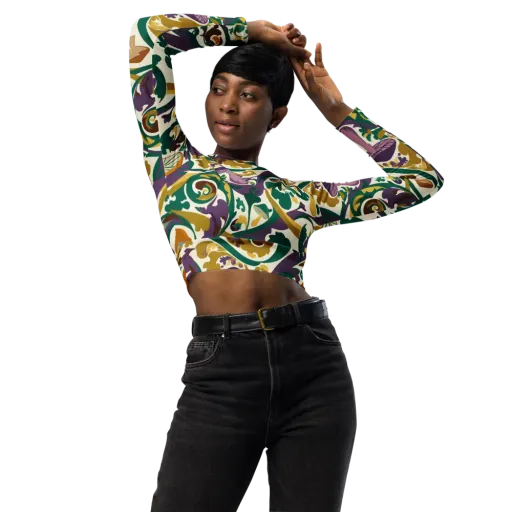 Mushroom Rococo on a Long Sleeve Crop Top