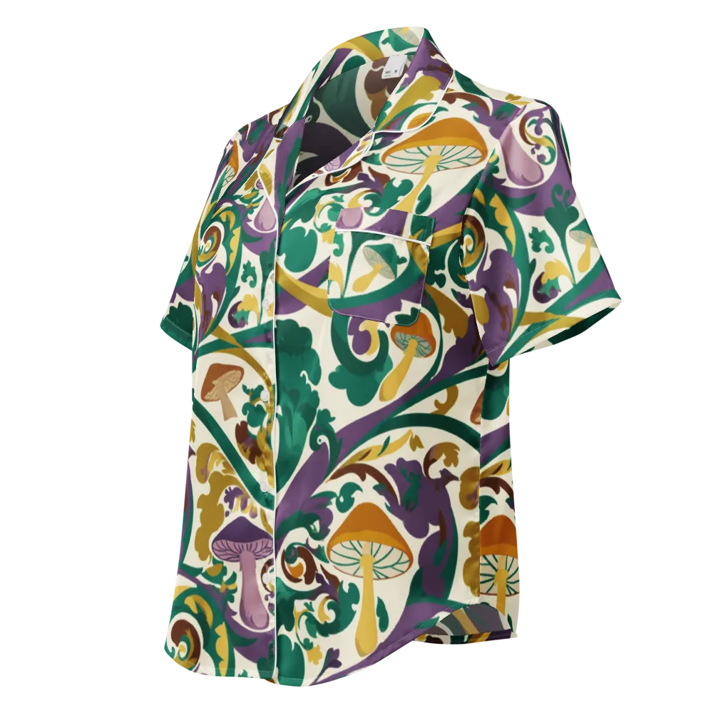 Mushroom Rococo on Women's Short Sleeve Pajama Top — Left Front