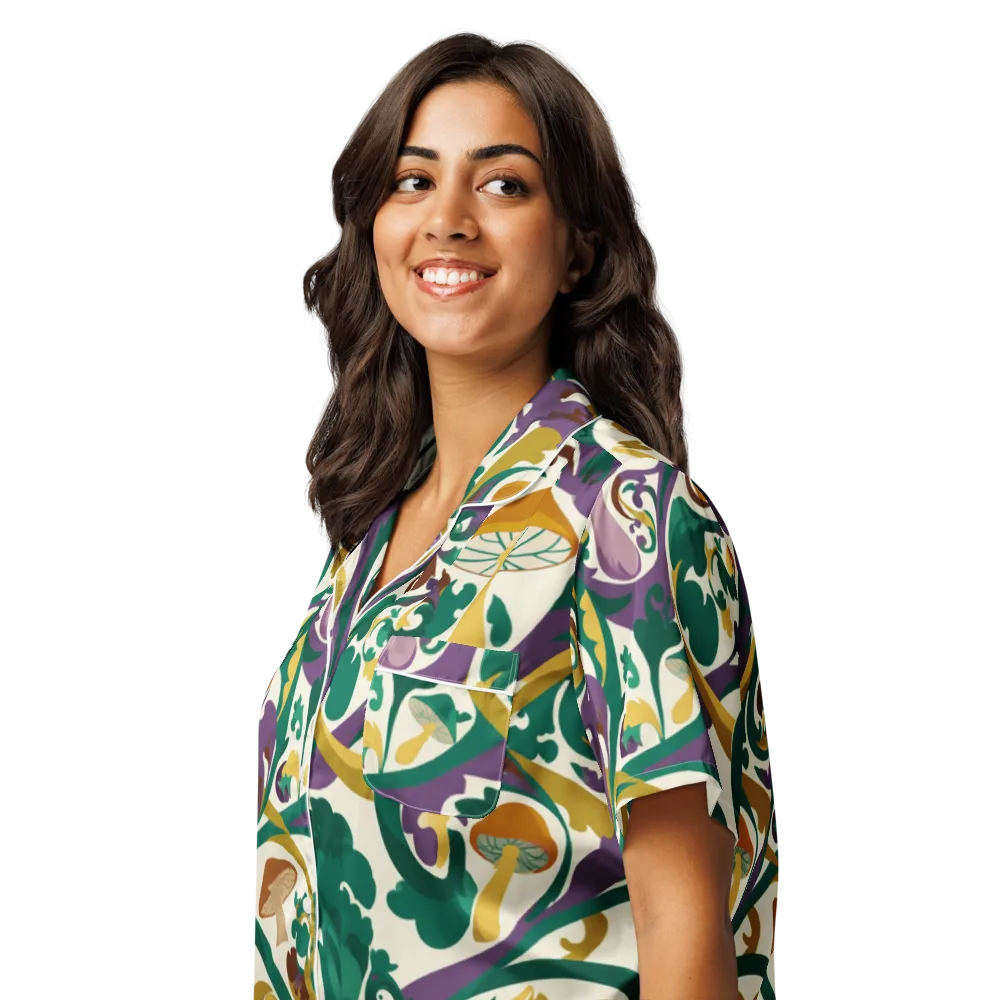 Mushroom Rococo on Women's Short Sleeve Pajama Top — Left Front