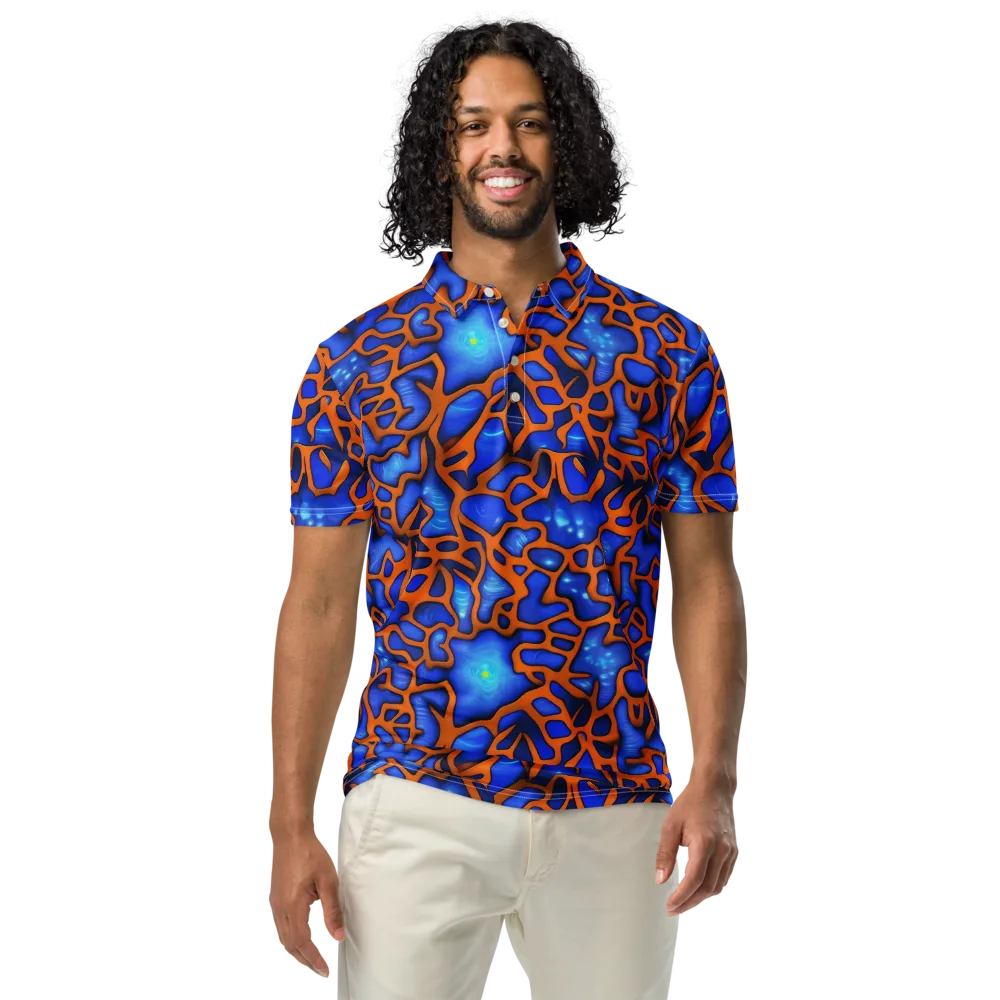 Deep-sea Lattice on Men's Slim Fit Polo Shirt — Front