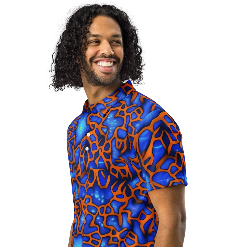 Deep-sea Lattice on Men's Slim Fit Polo Shirt — Left Front