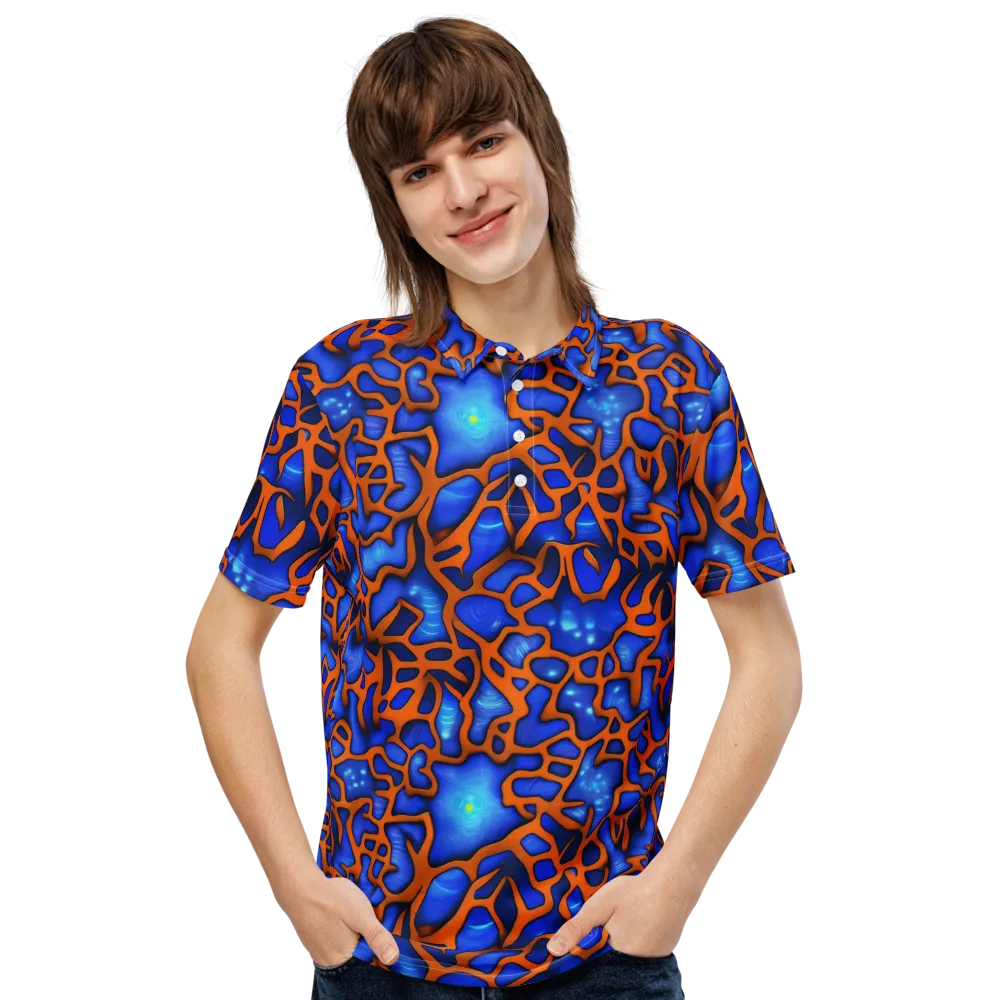 Deep-sea Lattice on Men's Slim Fit Polo Shirt — Front