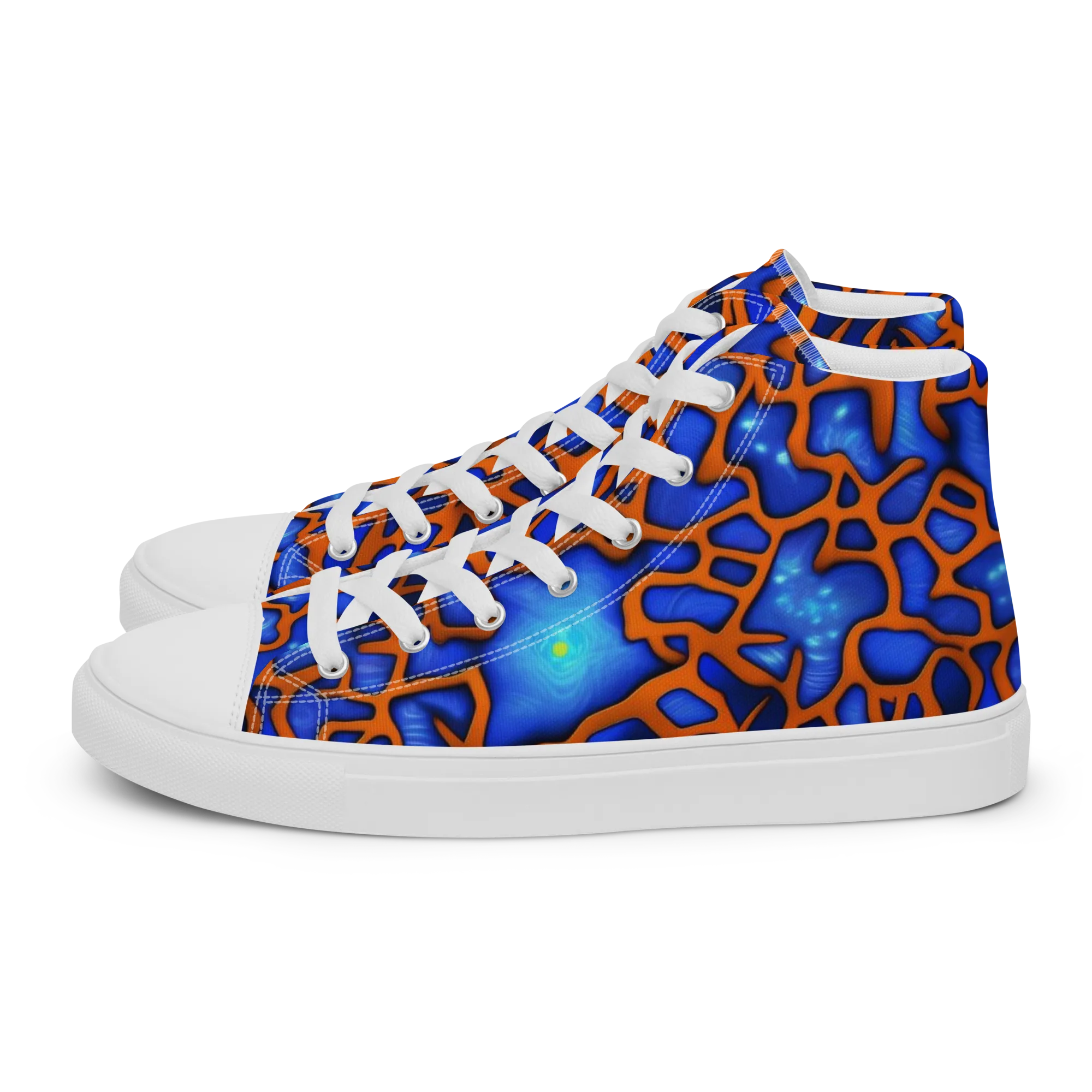 Deep-sea Lattice on Women's High Top Canvas Shoes — Left