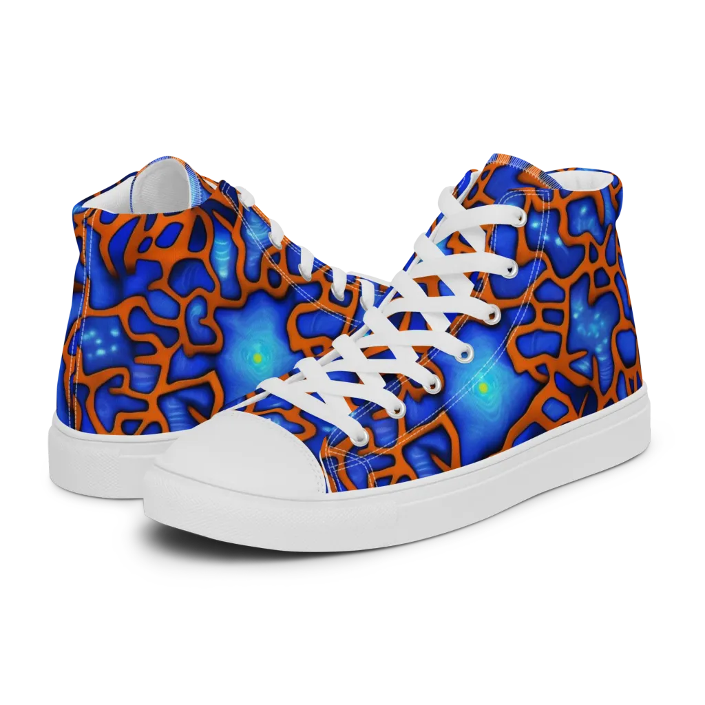 Deep-sea Lattice on Women's High Top Canvas Shoes — Left