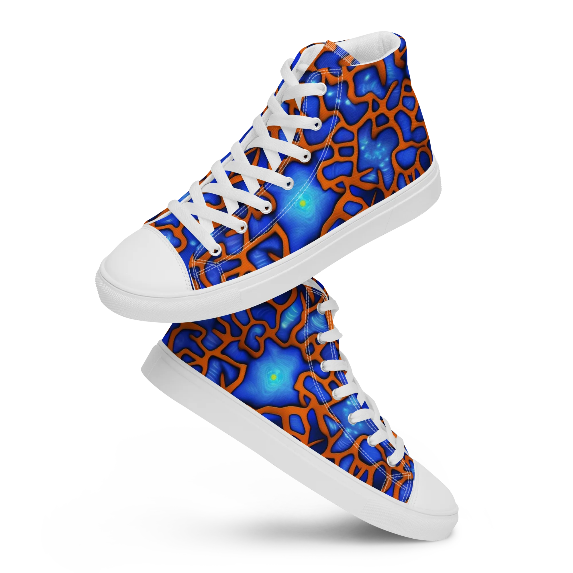 Deep-sea Lattice on Women's High Top Canvas Shoes — Front
