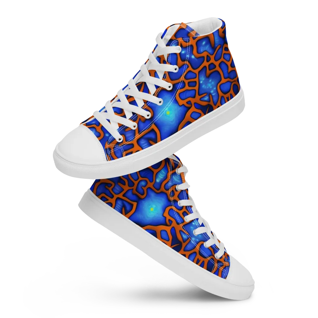 Deep-sea Lattice on Women's High Top Canvas Shoes — Front