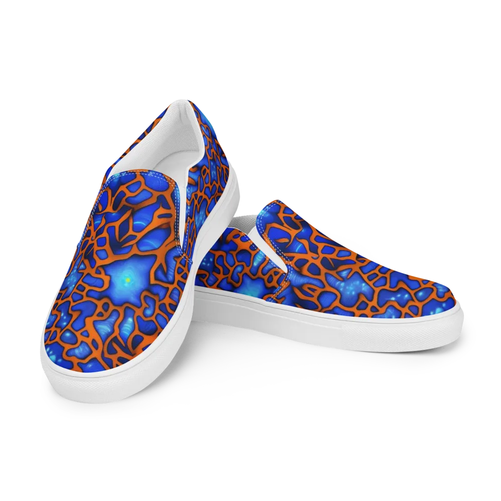 Deep-sea Lattice on Men's Slip-On Canvas Shoes — Left Front