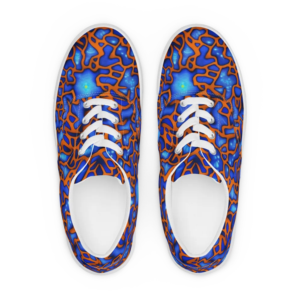 Deep-sea Lattice on Men's Lace-Up Canvas Shoes — Front