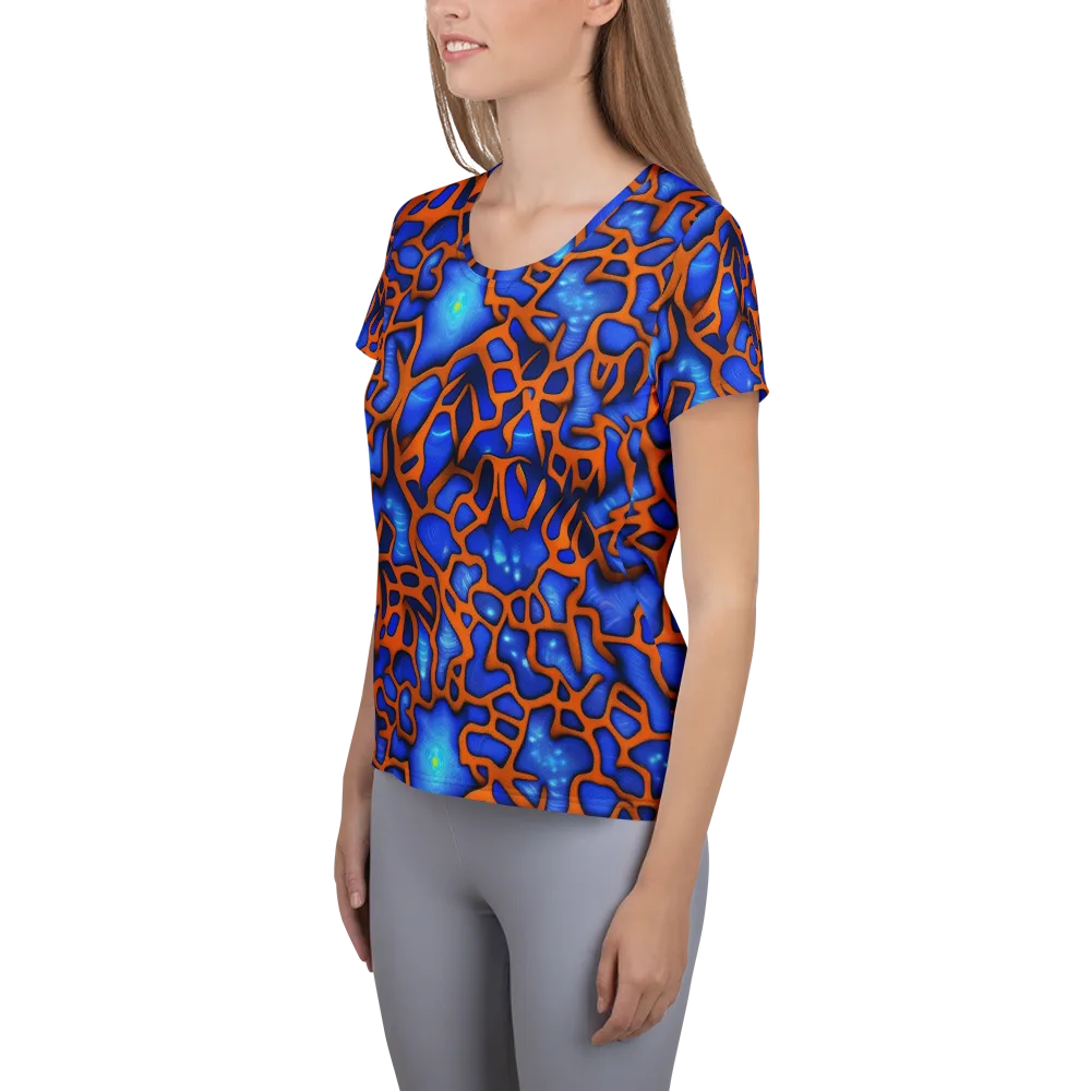 Deep-sea Lattice on Women's Athletic T-Shirt — Left