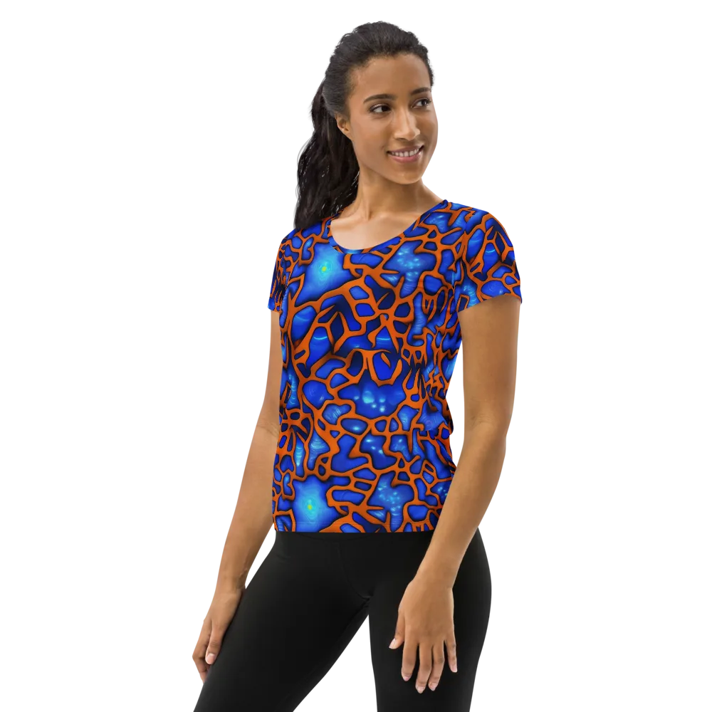 Deep-sea Lattice on Women's Athletic T-Shirt — Left