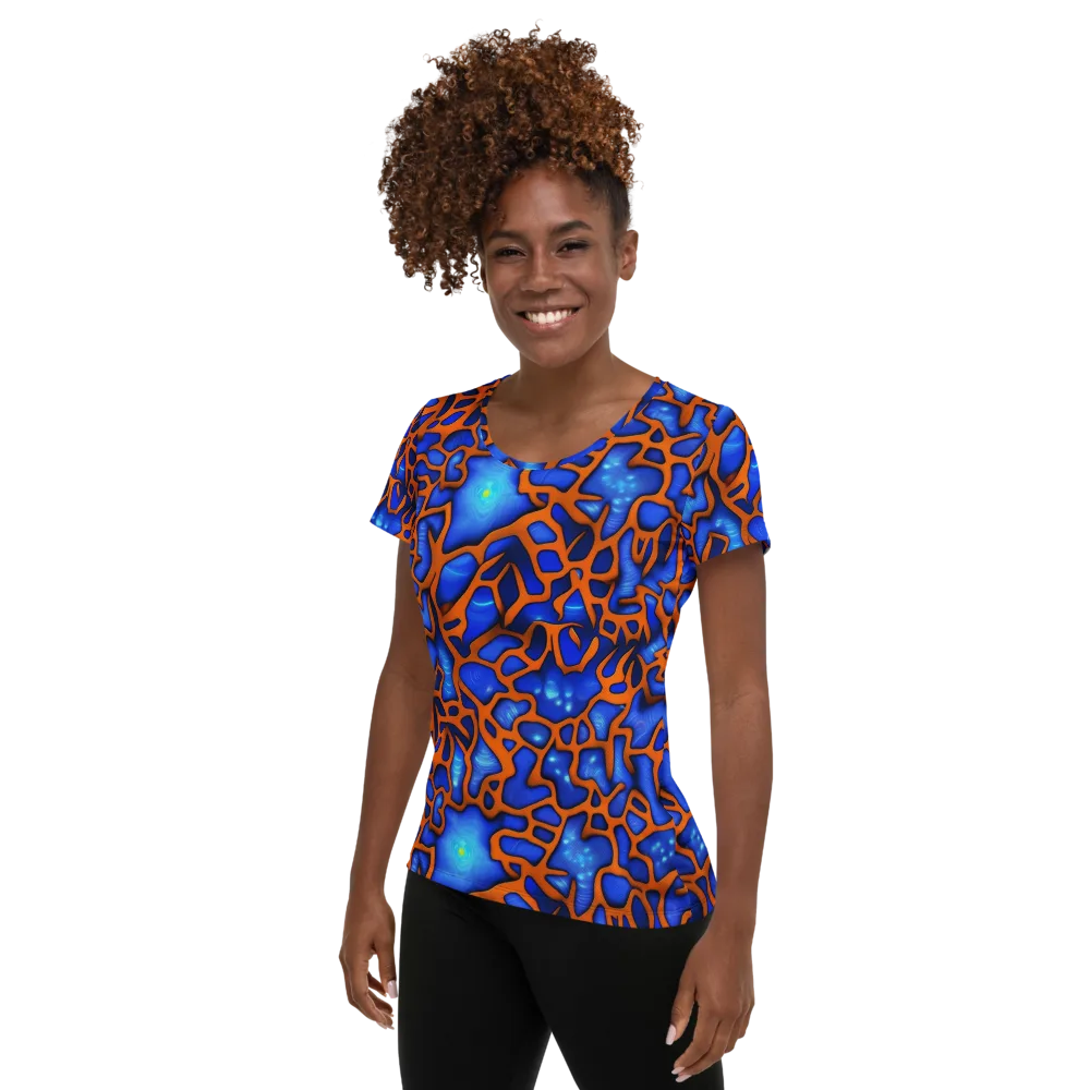 Deep-sea Lattice on Women's Athletic T-Shirt — Left
