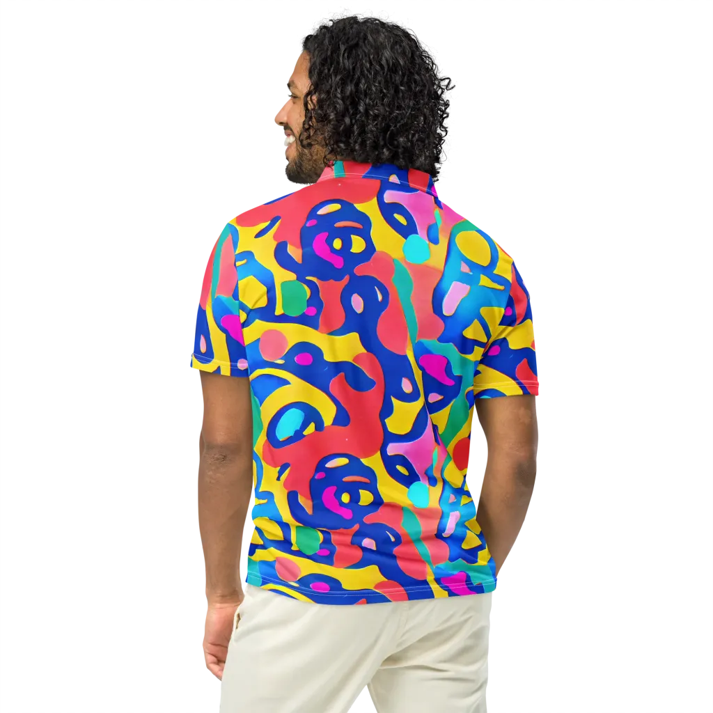 Electric Spill on Men's Slim Fit Polo Shirt — Back
