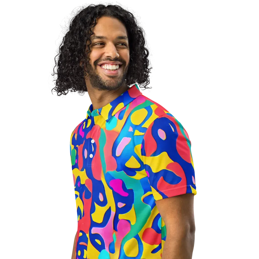 Electric Spill on Men's Slim Fit Polo Shirt — Left Front
