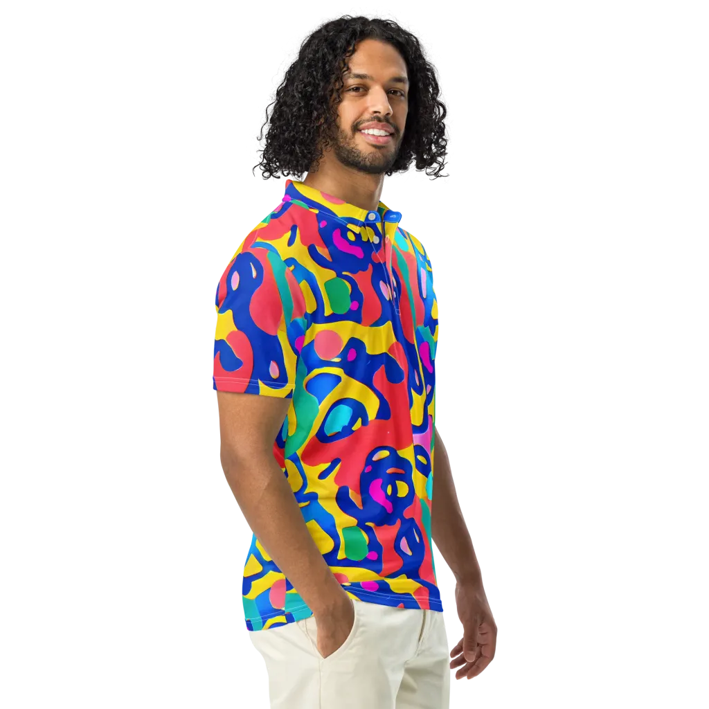 Electric Spill on Men's Slim Fit Polo Shirt — Right Front