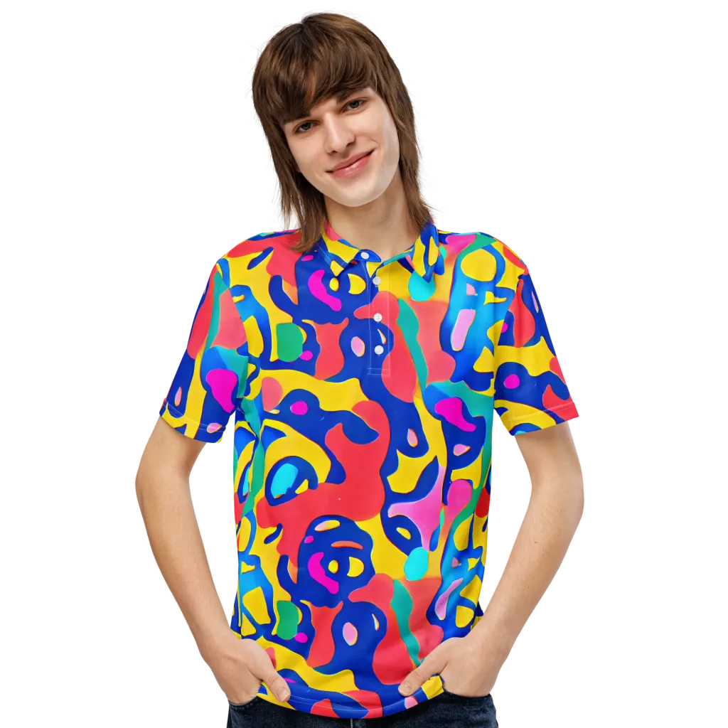 Electric Spill on Men's Slim Fit Polo Shirt — Front