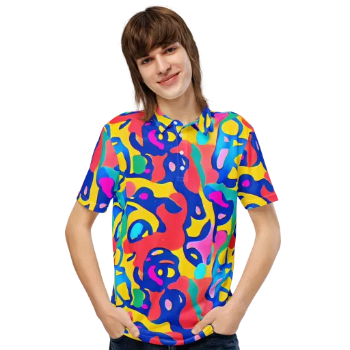 Electric Spill on a Men's Slim Fit Polo Shirt