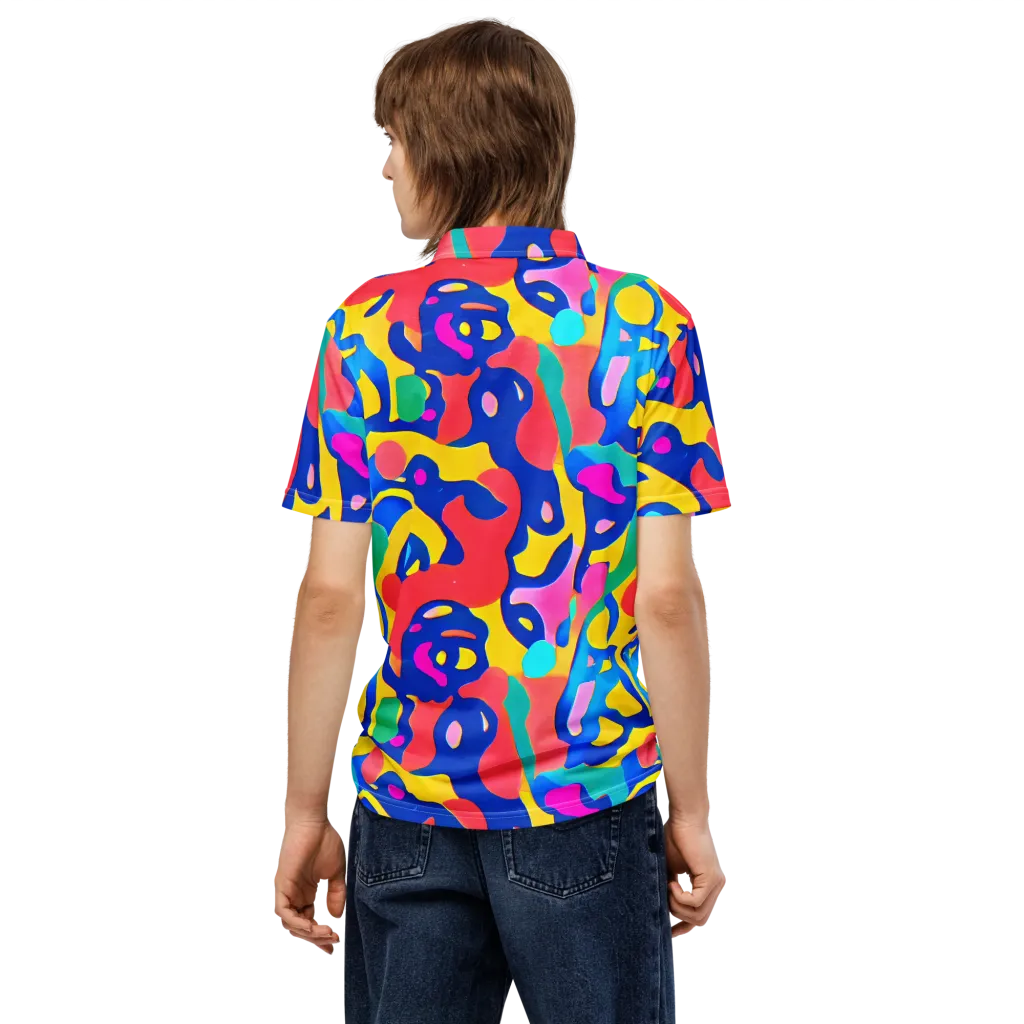 Electric Spill on Men's Slim Fit Polo Shirt — Back