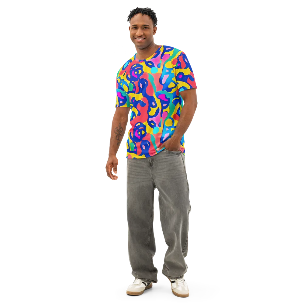 Electric Spill on Men's Cotton Crew Neck T-Shirt — Front
