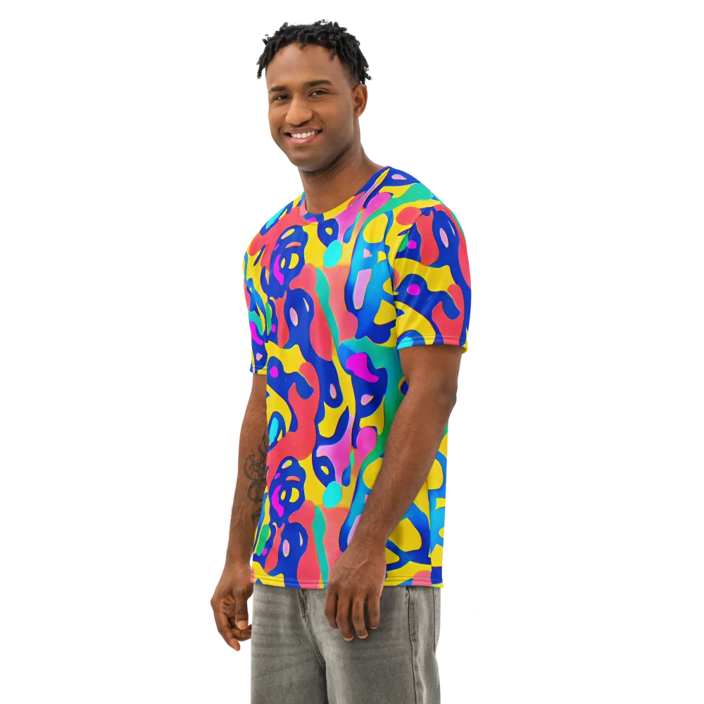 Electric Spill on Men's Cotton Crew Neck T-Shirt — Left Front