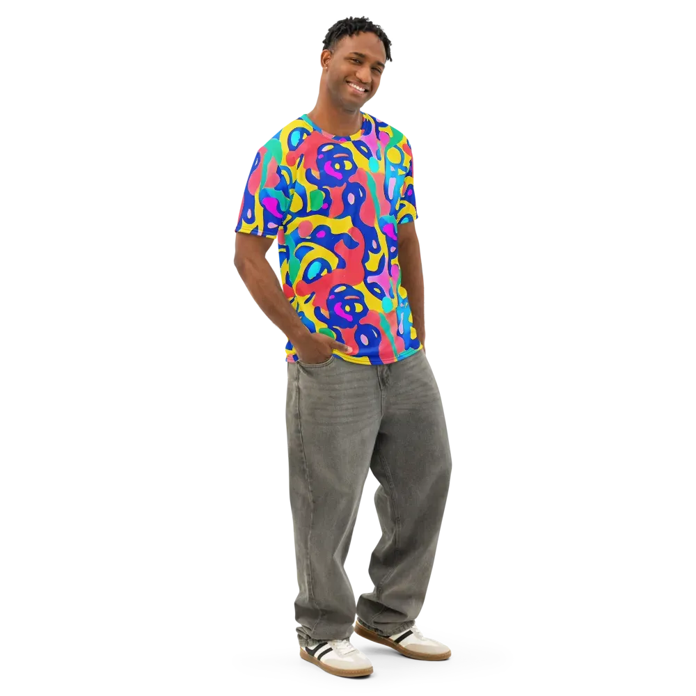 Electric Spill on Men's Cotton Crew Neck T-Shirt — Right Front