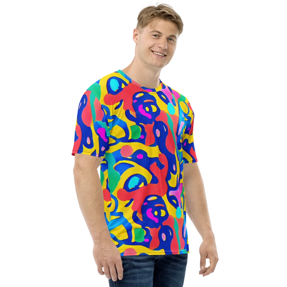 Electric Spill on Men's Crew Neck T-Shirt — Right